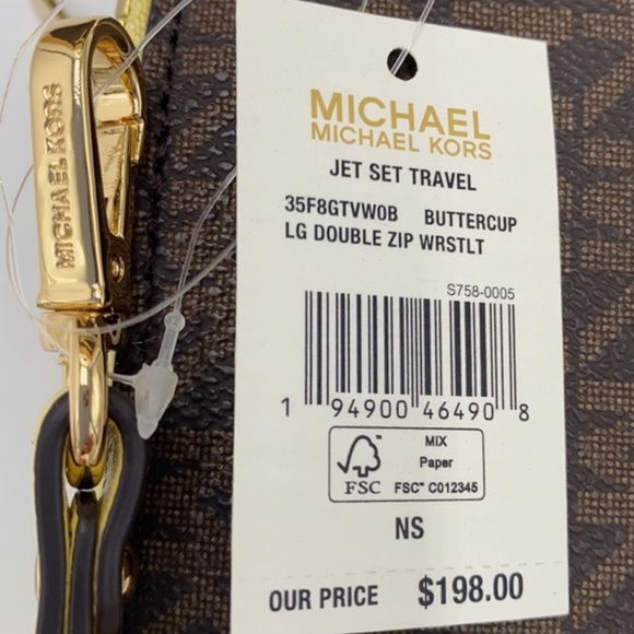 MICHAEL KORS EMILIA SMALL SATCHEL & LARGE DOUBLE ZIP WRISTLET BUTTERCUP - Picture 16 of 16